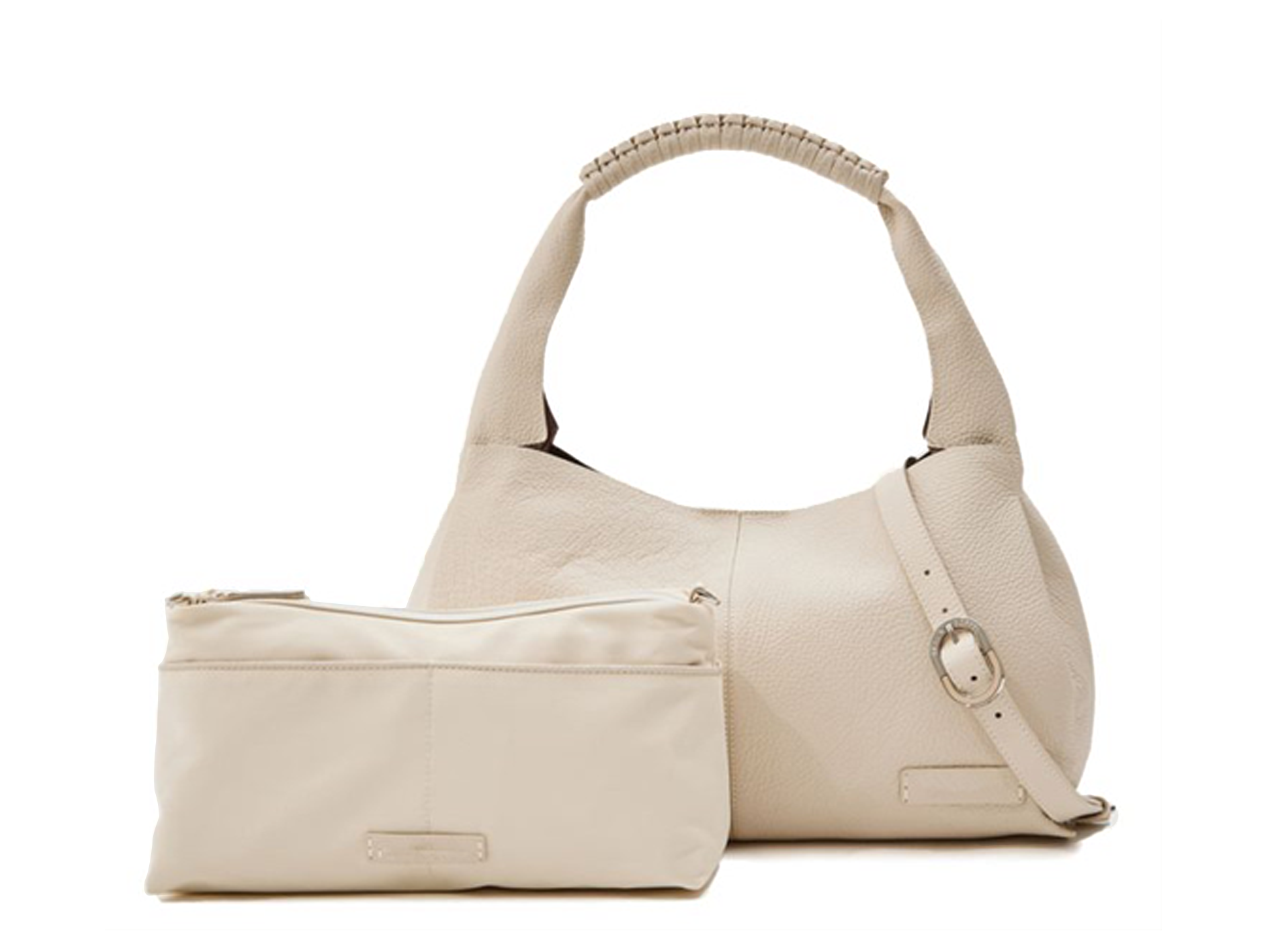 Soft Pebbled Faux‑Leather Hobo Tote Bag Set