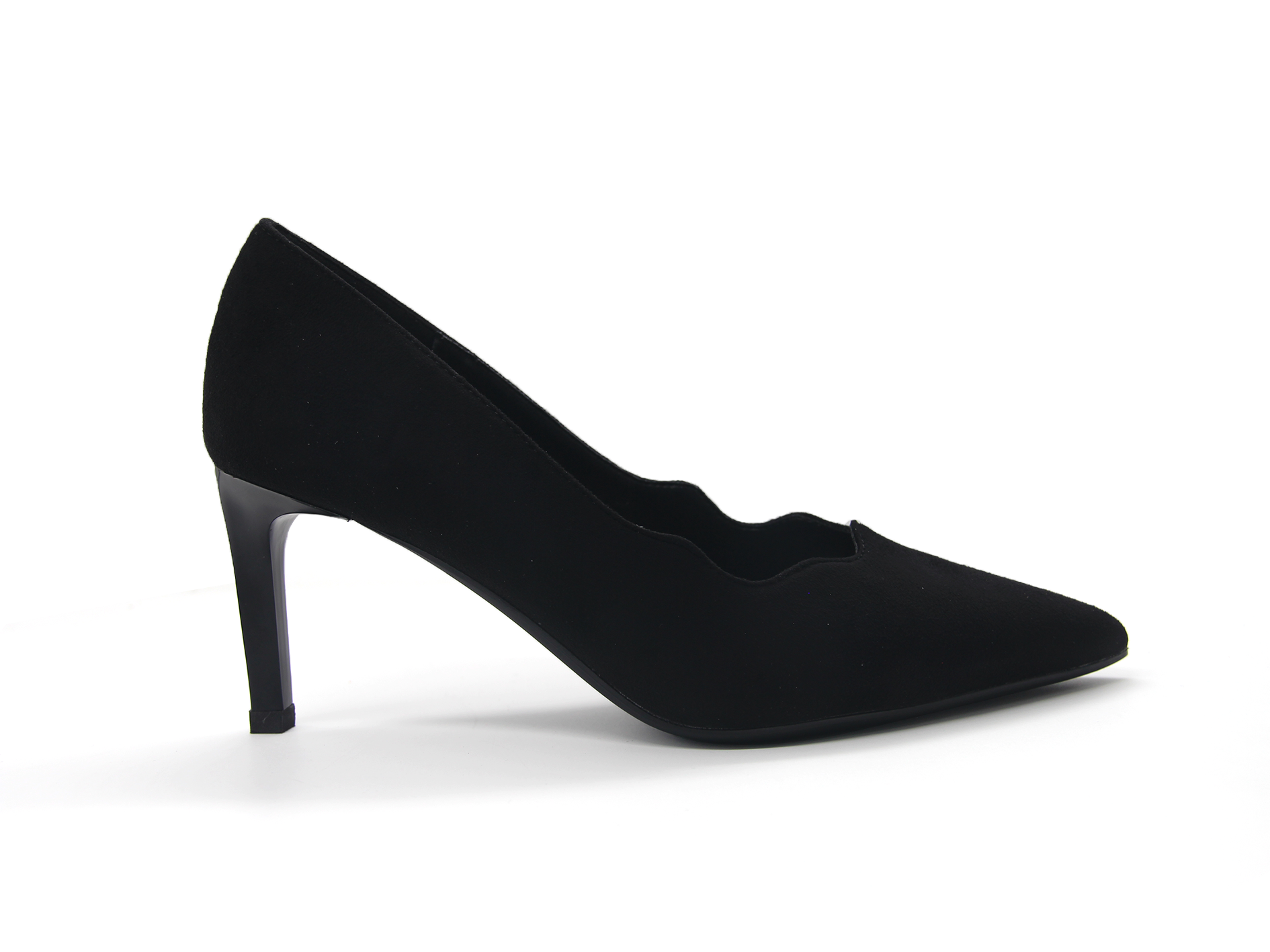 Women Scalloped V‑Cut Pointed Toe Pumps Slip‑On Formal High Heel Shoes