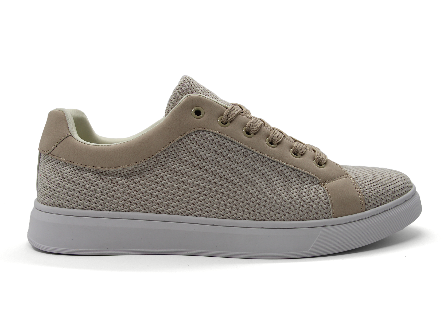 Beige Mesh Casual Sneakers Men Lightweight Lace‑Up Flat Skate Shoes Breathable Daily Walking Trainers