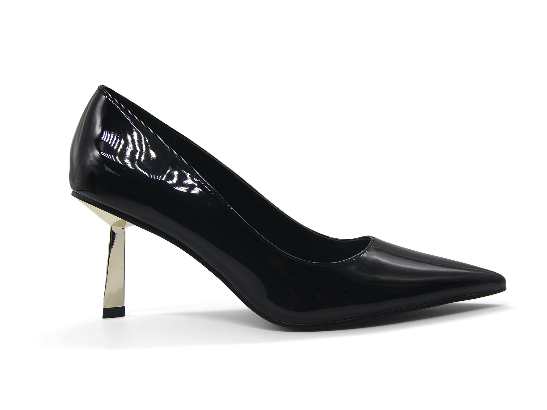 Women Patent Leather Pointed Toe Pumps Metallic Stiletto High Heels