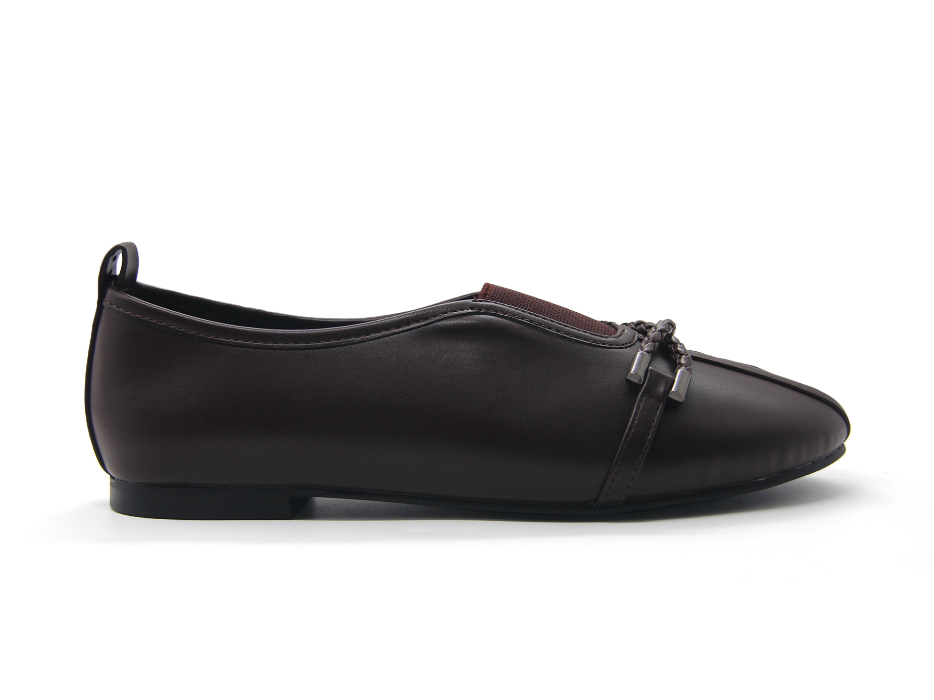 Women Square Toe Bow Decor Ballet Flats Woven & Solid Upper Slip‑On Flat Shoes